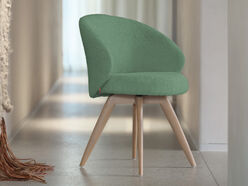 Fauteuil en tissu bouclé Neo avec pieds en bois de chêne