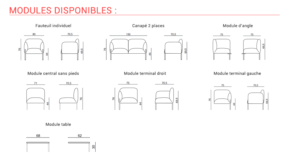 Banquette modulaire Federica