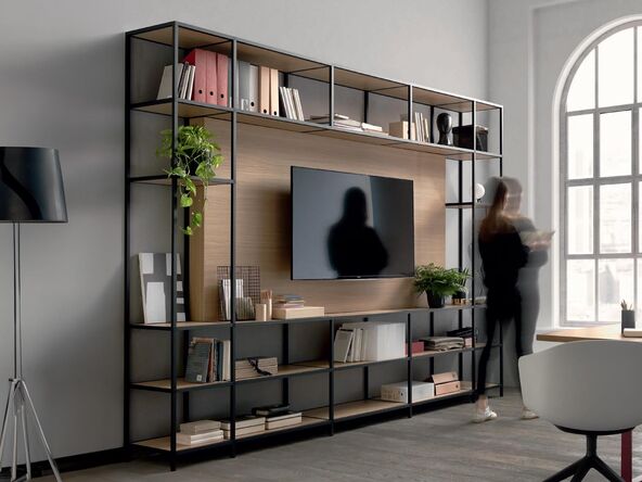 Bibliothèque Myst avec support TV