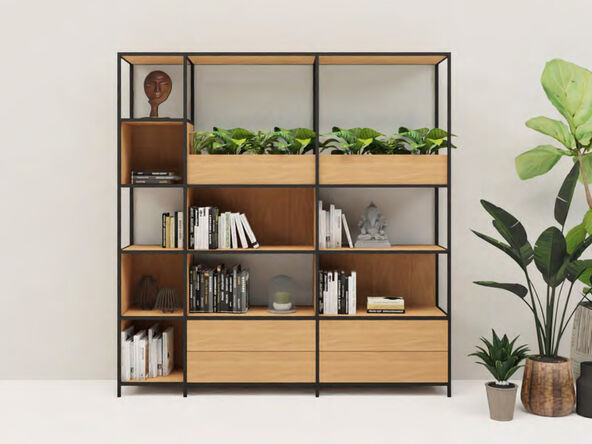 Bibliothèque Myst X3 avec bac à plantes