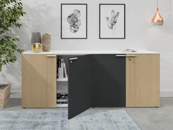 Ensemble de 2 armoires basses portes battantes mélaminé ABA