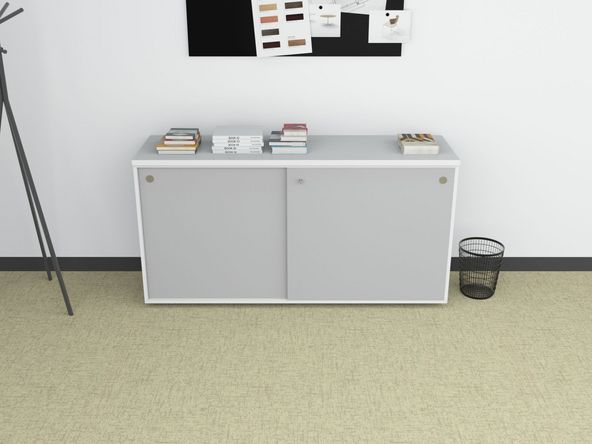 Armoire basse coulissante bicolore ETNER L120 H86