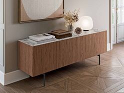 Meuble de service Bloom en placage bois et grès