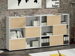 Bibliothèque mi-haute Kantis avec portes coulissantes