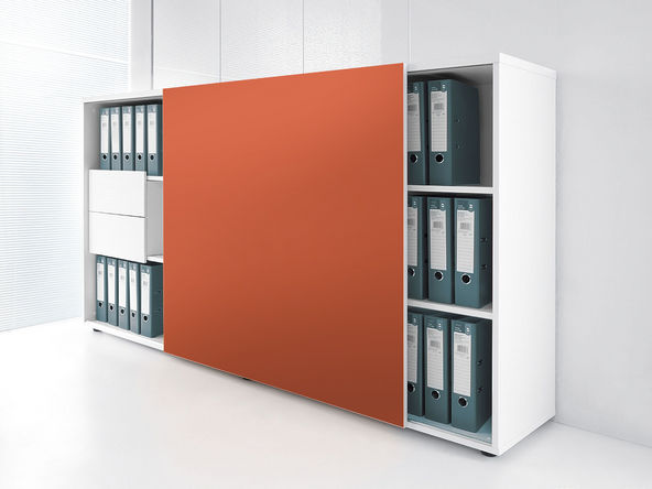 Armoire mi-haute MDD L200 H113 porte coulissante en stratifé 