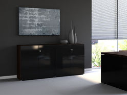 Armoire basse portes battantes Mito stratifié brillant 