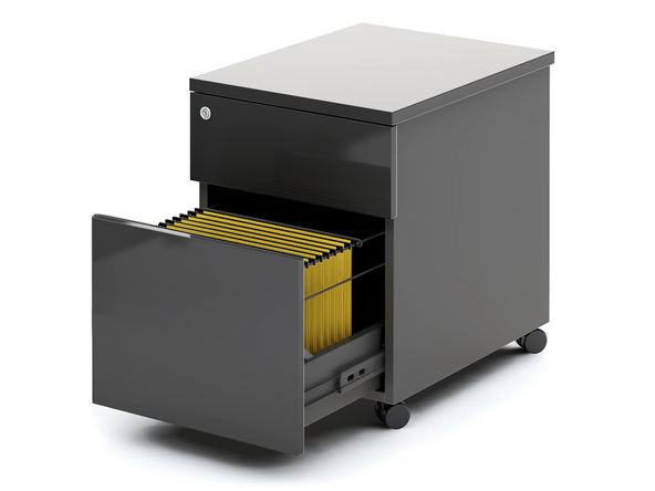 Caisson mobile 2 tiroirs façade stratifié brillant MDD