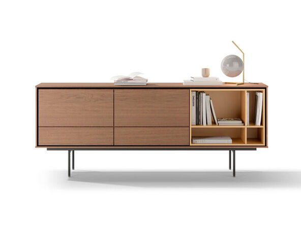 Meuble de service en placage bois Aura 3 avec niche laquée
