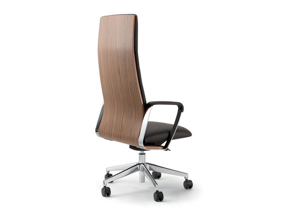 Fauteuil de direction Colonel en cuir dos placage bois