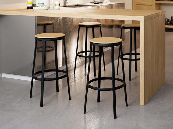 Lot de 2 tabourets hauts assise pivotante bois Round&Round