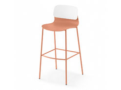 Tabouret haut carré orange et pieds couleur noire prix Francemobilia