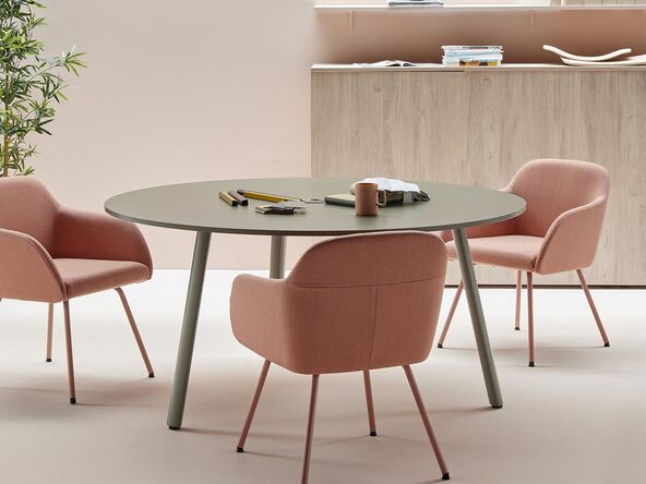 Table de réunion ronde Tknika