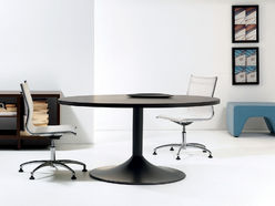Table de réunion ronde Lithos avec pied bronze