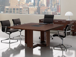Table de réunion carrée Harper avec centre en similicuir