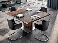 Table de réunion carrée Genesis avec inserts en cuir