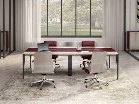 Table de réunion Astropol avec insert en cuir