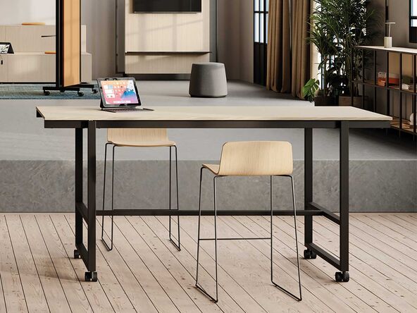 Table haute Be1 sur roulettes