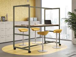 Table haute Be1 sur roulettes avec structure haute