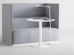 Table de réunion ronde laquée Flat chant biseauté