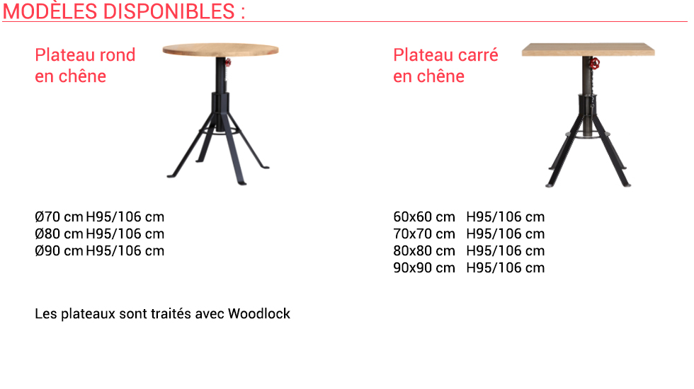 Table haute réglable Wessel
