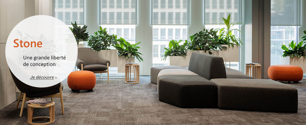 Banquette Stone pour accueil de bureaux